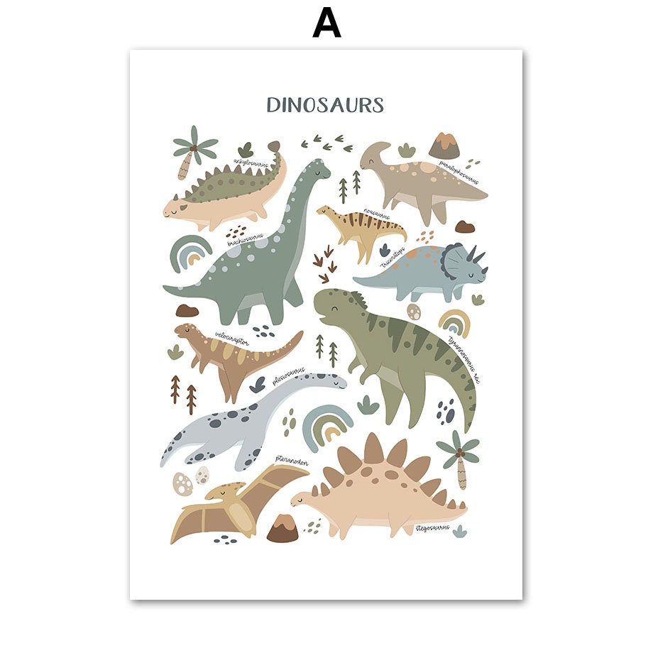 Poster Kinderzimmer Dinosaurier Alphabet I  Kinderzimmer Bilder I Wand Deko I Kunst Druck I Deko Print I ohne Rahmen