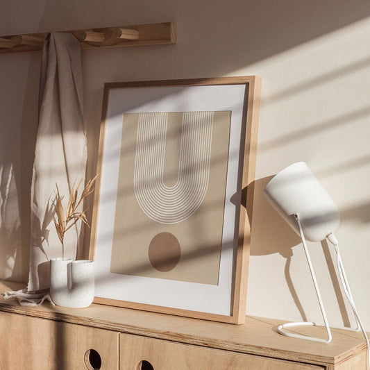 Poster Boho Abstrakt Bogen Linien Beige Braun  | Bilder Wohnzimmer | Wandbilder Schlafzimmer | Deko Print ohne Rahmen | Bilder Set Kunstdruck