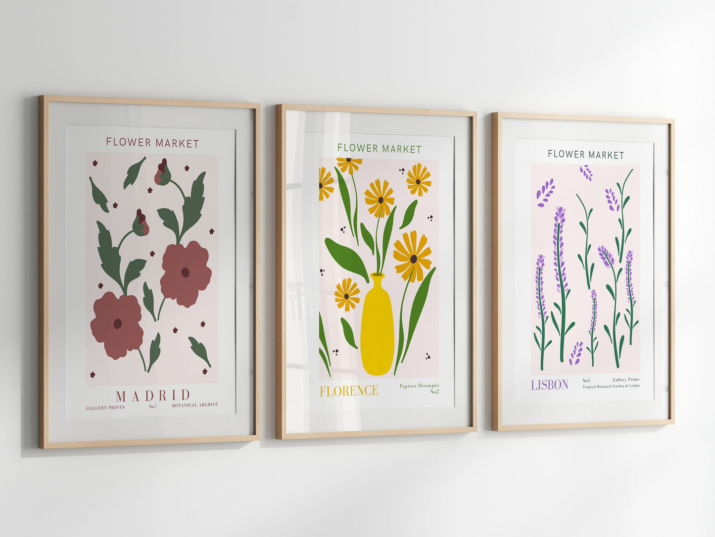 Poster Blumen Markt | Poster Set 9 Bilder | Botanische Wand Kunst I Wandbilder Wohnzimmer & Schlafzimmer