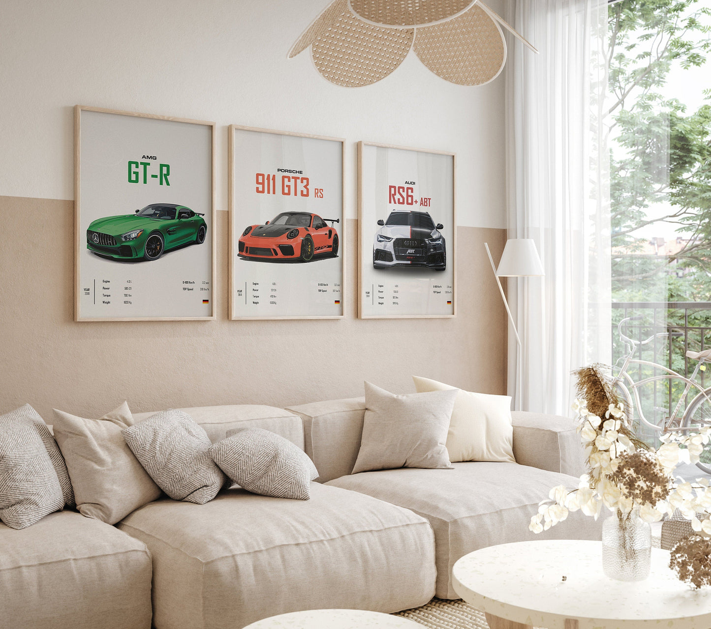 Poster Sportwagen PORSCHE 911 AUDI Rs MERCEDES Amg Gtr  Super Sport Auto I Geschenk für ihn I Wohnzimmmer Büro I Wand Deko Print ohne Rahmen