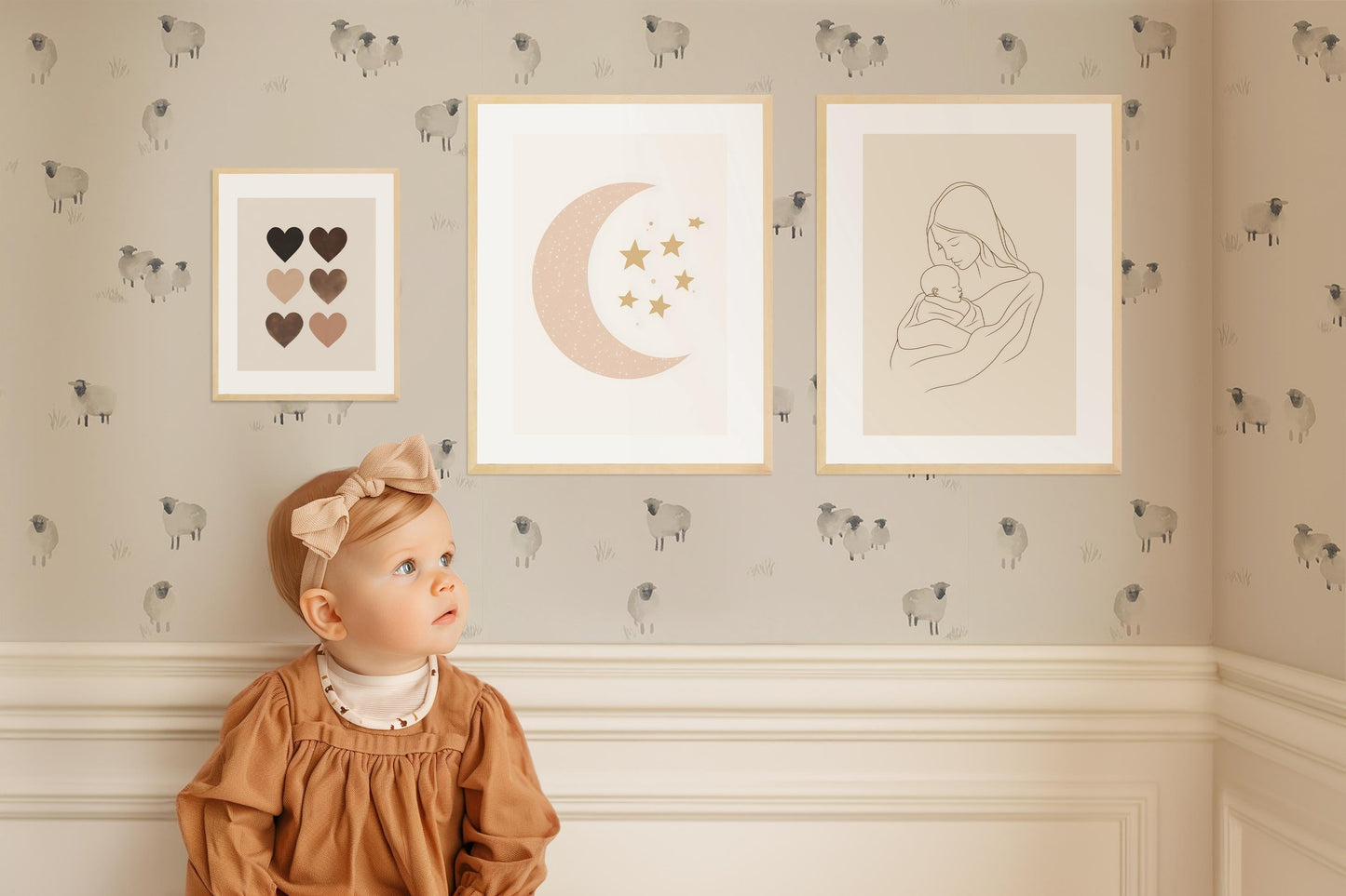 BEIGE Boho Poster Babyzimmer · Geschenkidee für Kinder · Babyzimmer Deko  · Modern Abstrakt Minimalistisch neutral ·Deko Print ohne Rahmen