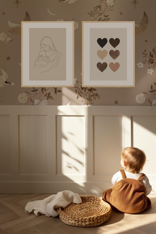 BEIGE Boho Poster Babyzimmer · Geschenkidee für Kinder · Babyzimmer Deko  · Modern Abstrakt Minimalistisch neutral ·Deko Print ohne Rahmen