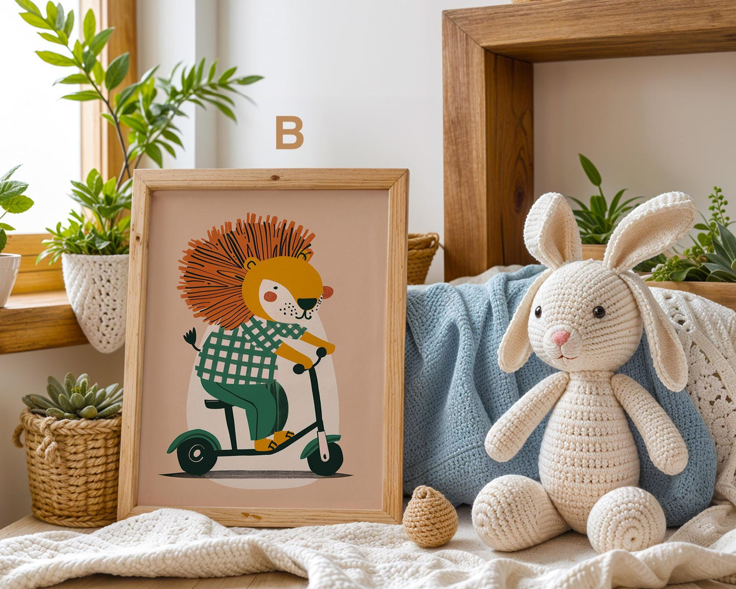 Lustige Tierwelt Poster Kinderzimmer · Geschenkidee für Kinder · Radfahrender Affe · E-Scooter Spaß ·Stylisches Zebra·Deko Print ohne Rahmen