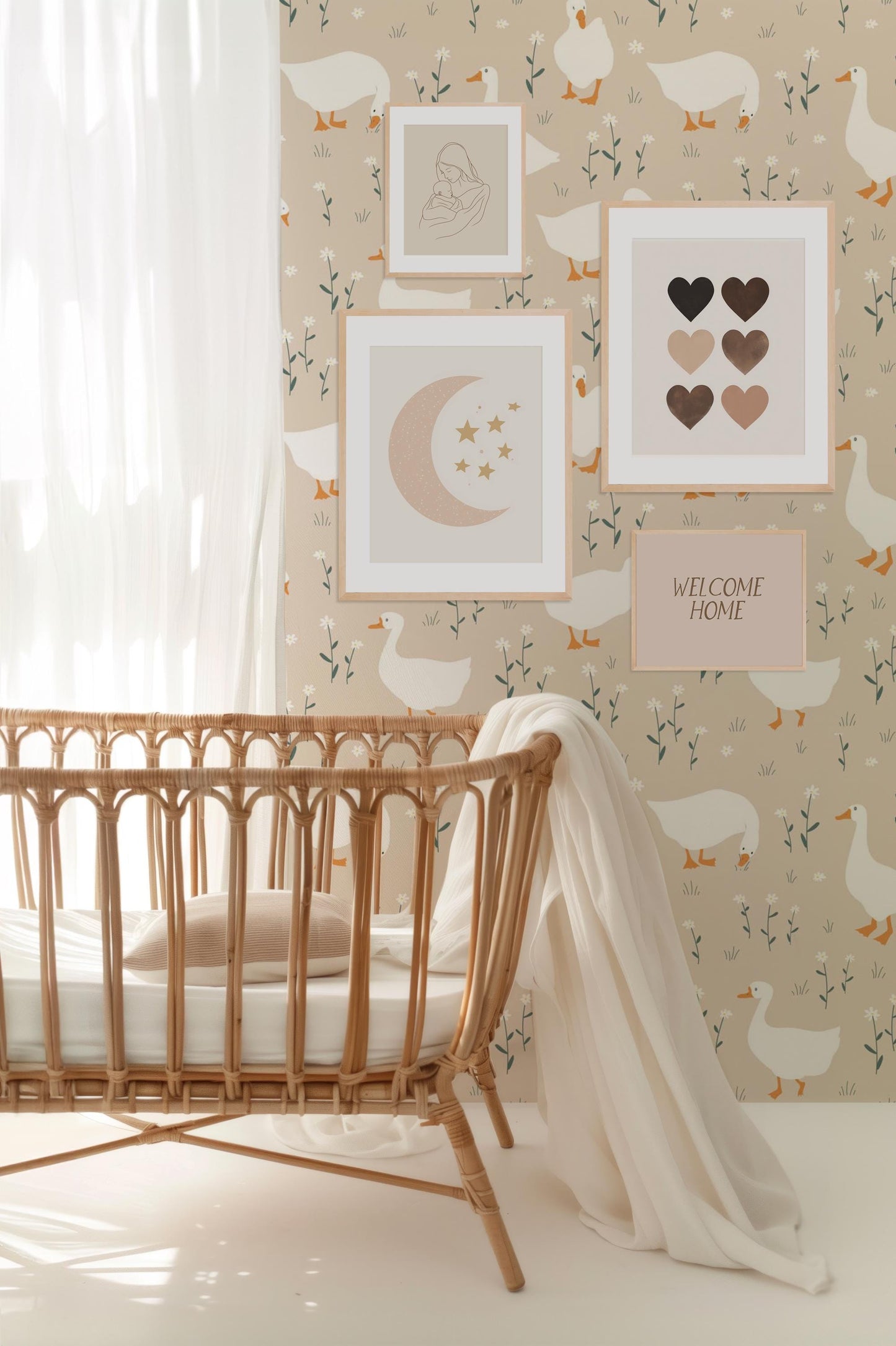 BEIGE Boho Poster Babyzimmer · Geschenkidee für Kinder · Babyzimmer Deko  · Modern Abstrakt Minimalistisch neutral ·Deko Print ohne Rahmen