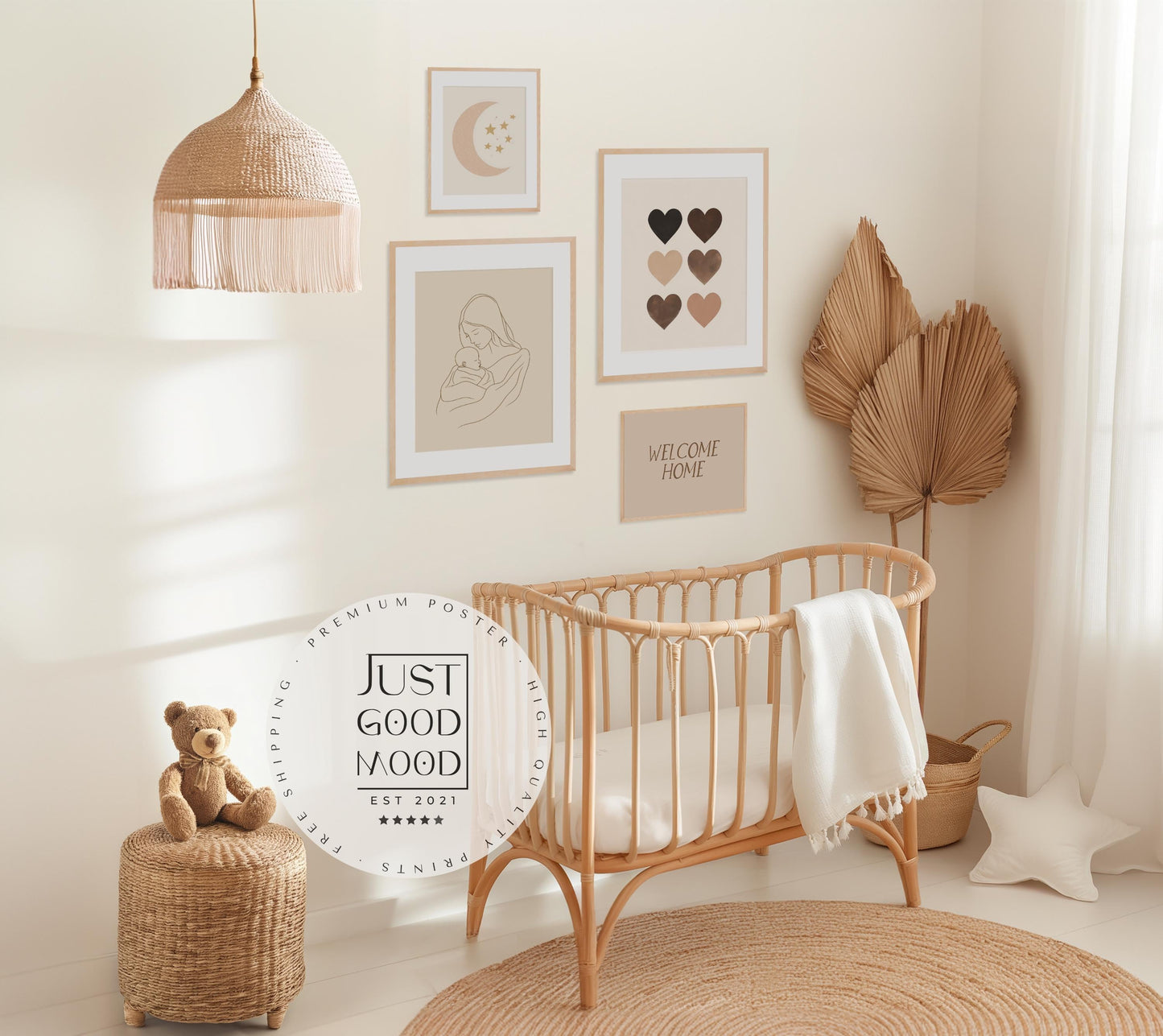 BEIGE Boho Poster Babyzimmer · Geschenkidee für Kinder · Babyzimmer Deko  · Modern Abstrakt Minimalistisch neutral ·Deko Print ohne Rahmen