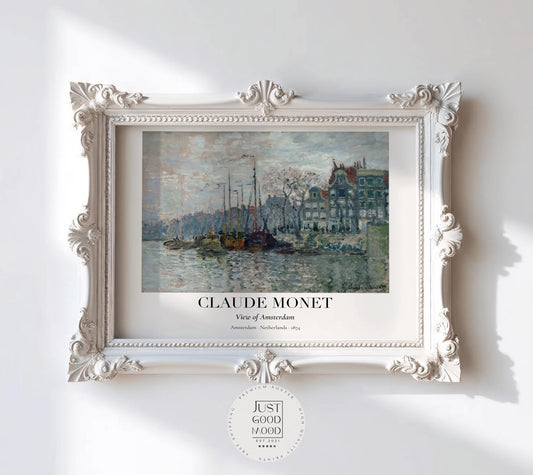 Claude Monet Poster · Amsterdam 1874 · Impressionismus Stadtansicht · Vintage Kunst Druck · Grachtenblick ohne Rahmen