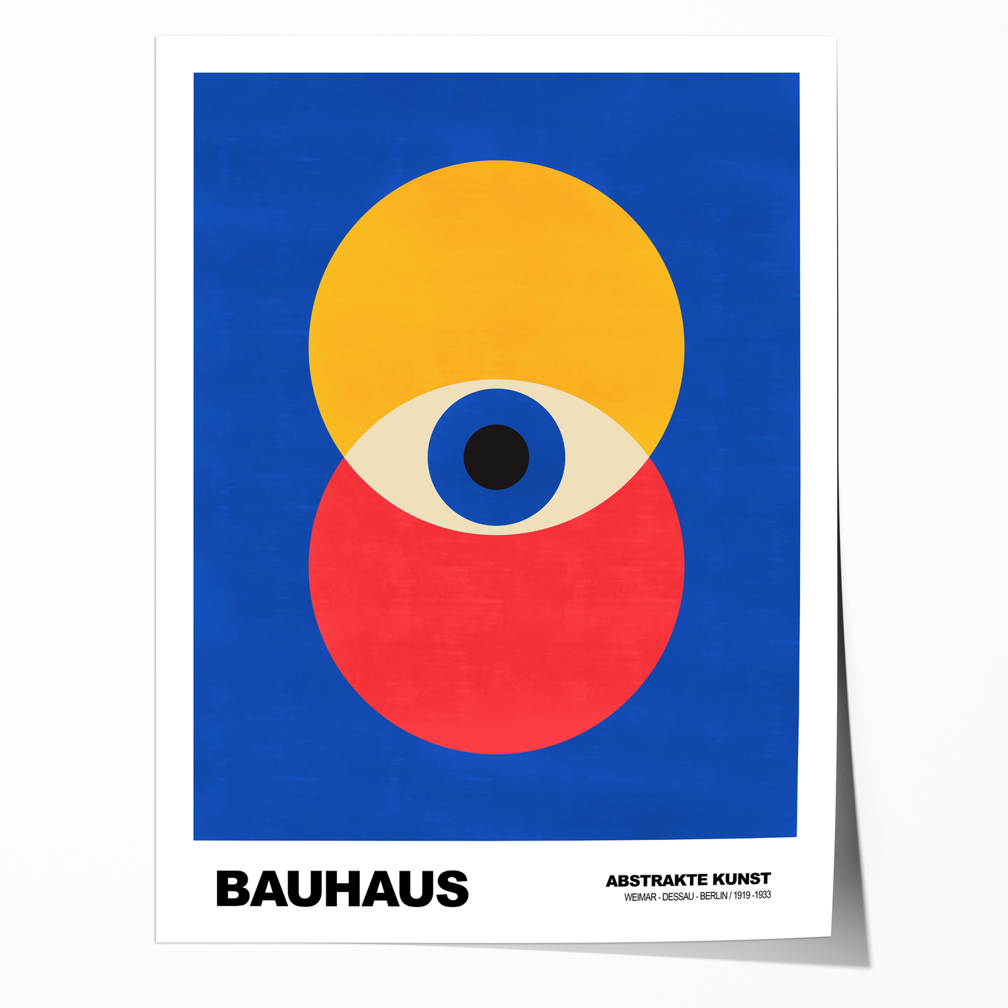 Poster Bauhaus Geometrische Formen · Abstraktes Auge in Primärfarben Blau Rot Gelb · Modernes Design Print ohne Rahmen