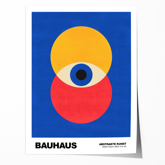 Poster Bauhaus Geometrische Formen · Abstraktes Auge in Primärfarben Blau Rot Gelb · Modernes Design Print ohne Rahmen