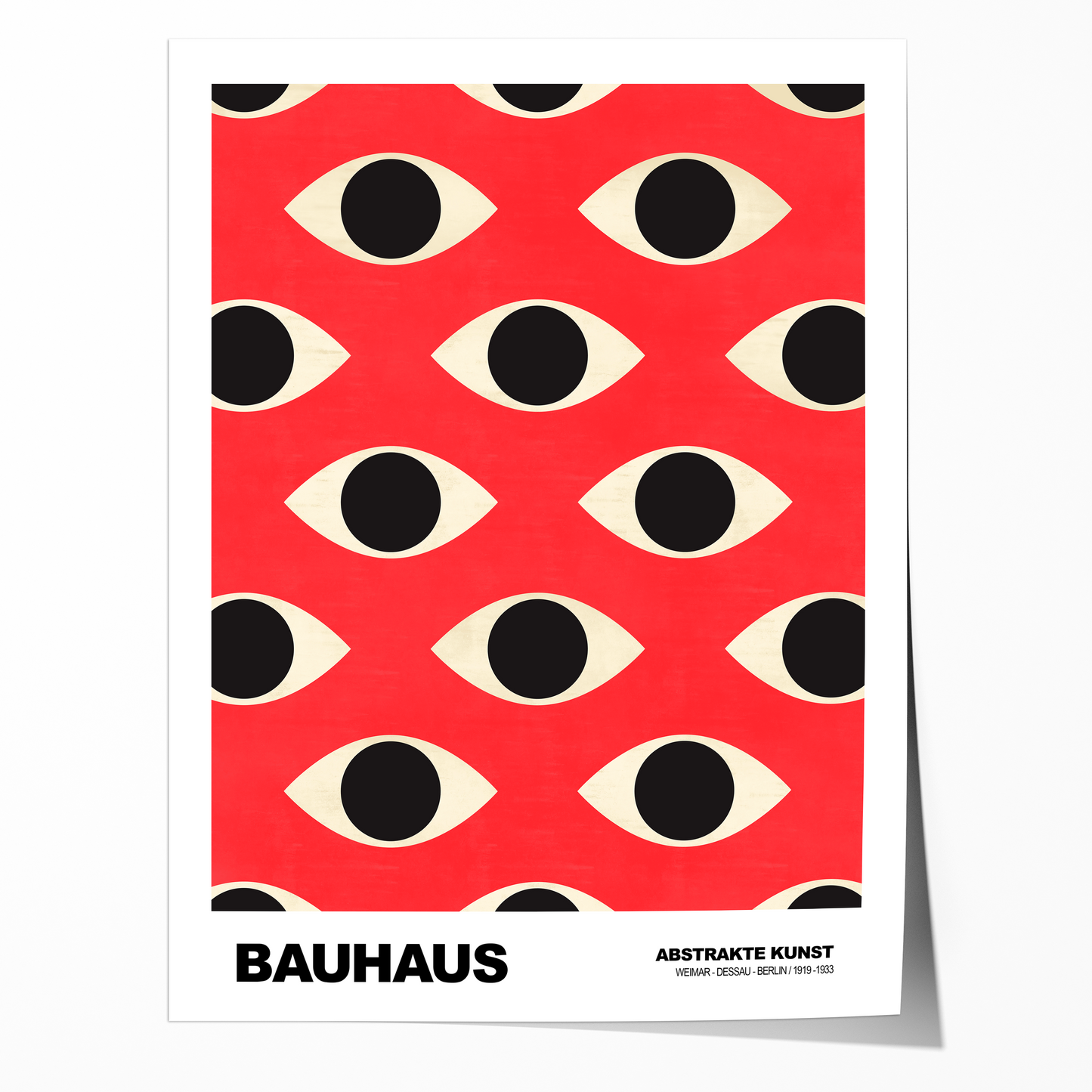 Poster Bauhaus Abstrakte Augen Grafik · Geometrisches Muster in Rot und Beige · Modernes Retro Design · Deko Print ohne Rahmen