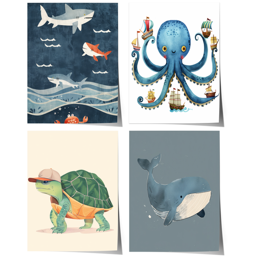 Magische Unterwasserwelt Poster Kinderzimmer · Geschenkidee für Kinder ·Märchenhafte Ozeane · Ozean-Abenteuer ·Deko Print ohne Rahmen