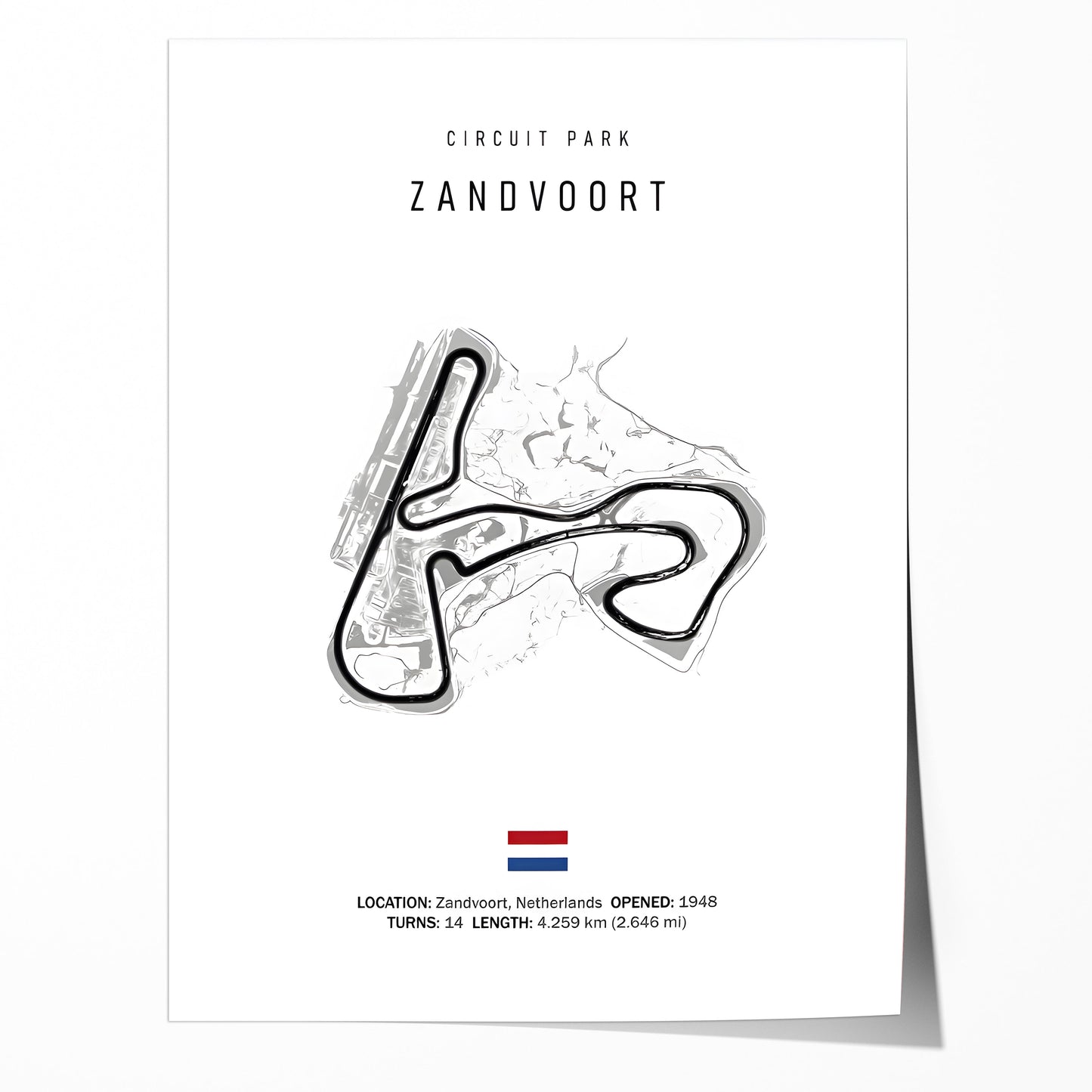 Poster Formel 1 2025 Rennstrecke Zandvoort Netherlands · Geschenkidee · Großer Preis von Zandvoort · Deko Print ohne Rahmen